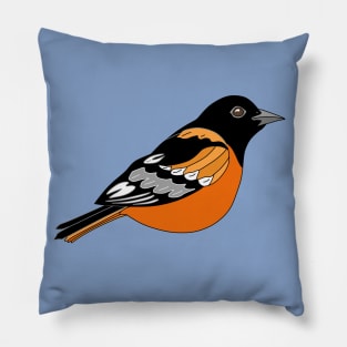 Orange and Black Baltimore Oriole Bird Pillow