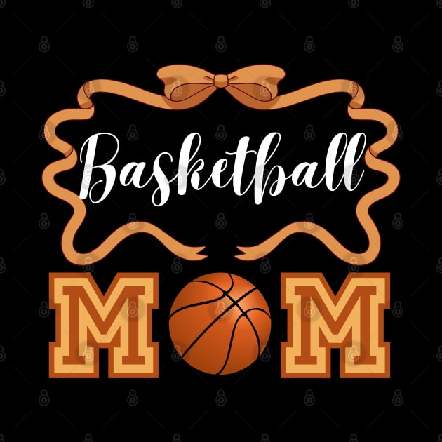 Cute Basketball Mom Shirt with Hair Bow and Ribbon Design for College Game Day for Basketball Lover Mom as Mother's Day Gift by Motistry