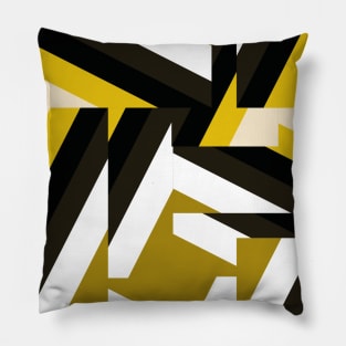 distorted houndstooth - mustard, yellow, black and white Pillow