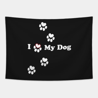 I Love My Dog - heart dog paw Tapestry