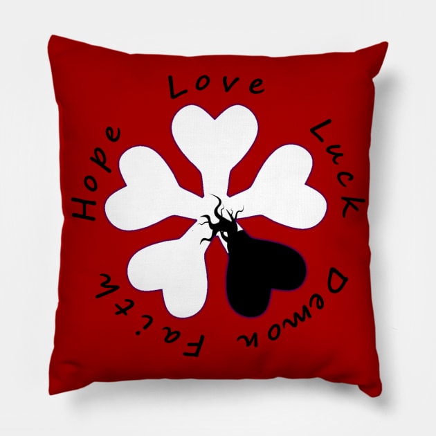 Five Leaf Clover Demon Takeover (2019) Pillow by RandomMart