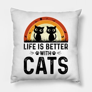 life is better with cats t-shirt Pillow