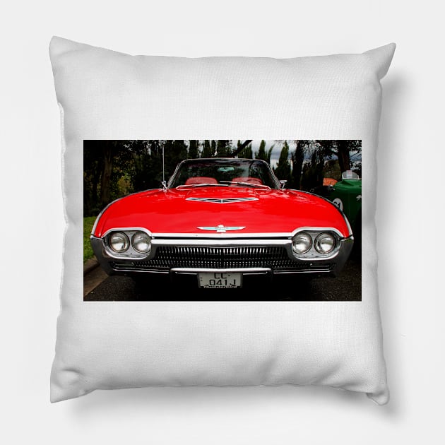 Ford Thunderbird 1963 Model Front End Pillow by Carole-Anne