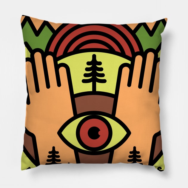 Palm Festival T-shirt Design Pillow by Pokena