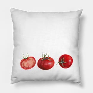 Three Red Tomatoes. Watercolor Painting Pillow