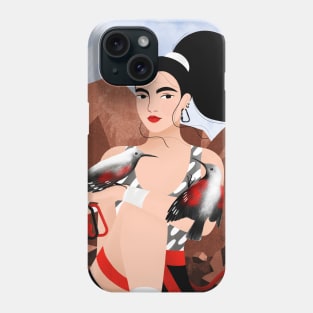 Rock Climber Girl with beautiful wallcreeper birds Phone Case