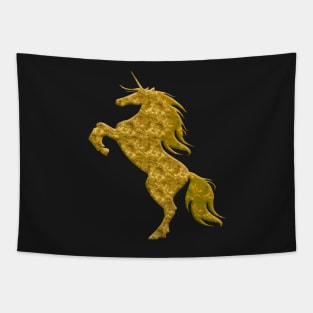 Gold Magical Rearing Unicorn Tapestry