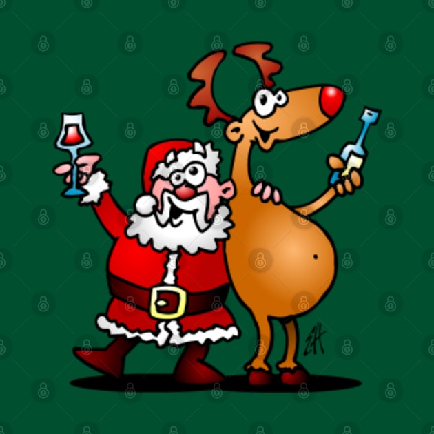 Santa Claus and his reindeer by Cardvibes