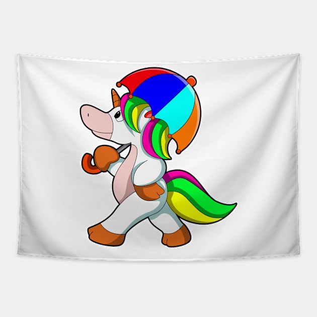 Unicorn with colorful Umbrella Tapestry by Markus Schnabel