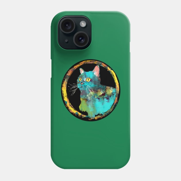 What do you mean? Artsy Blue Cat Phone Case by Gina's Pet Store