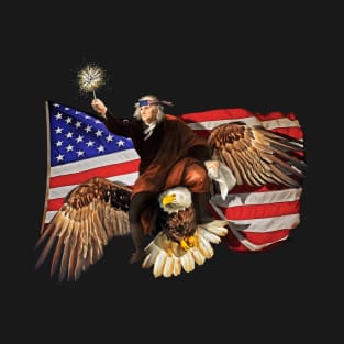 Ben Franklin Riding Eagle American Flag T-Shirt