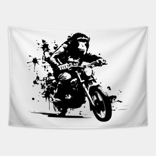 monkey riding on the motorbike Tapestry