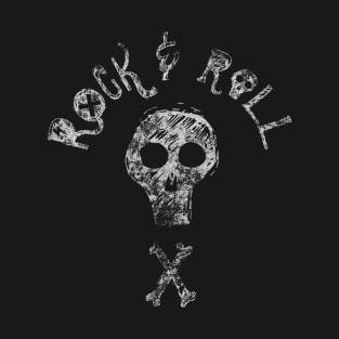 Rock & Roll Skull & Crossbones Light T-Shirt