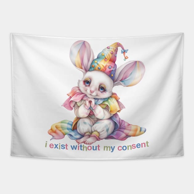 I Exist Without My Consent - Nihilist Twee Mouse Design Tapestry by DankFutura