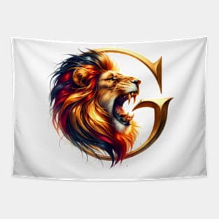 Lion and the letter G - Fantasy Tapestry