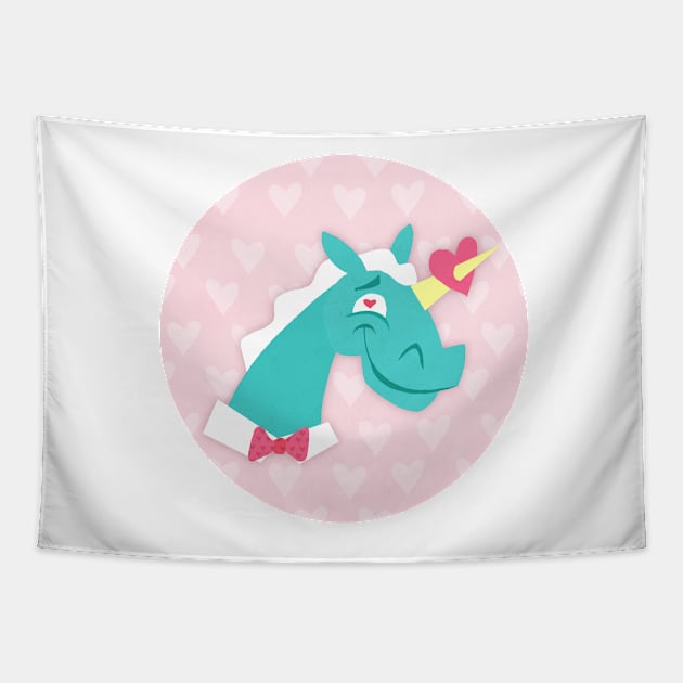 Unicorn Struck by Love Tapestry by Thatssounicorny