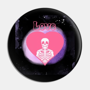 Love, Funny Pink Skeleton, Happy Valentine Gift Pin