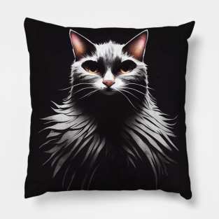 Strong black cat portrait design Pillow