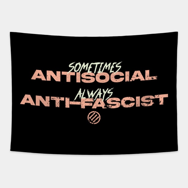 Sometimes Antisocial Always Anti-Fascist Anti-Nazi Anti-Evil Tapestry by alxmd