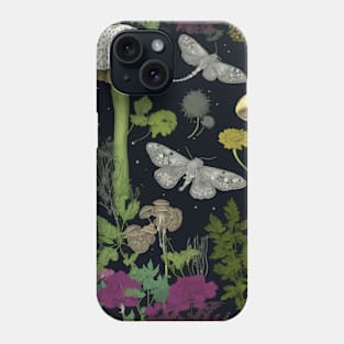 Mystery Night Garden with Mushrooms Moths and Hemlock Phone Case