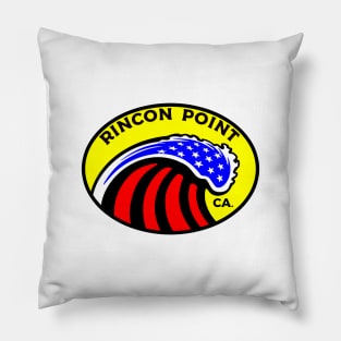 Rincon Point California Surfing Surf Patriotic Wave Pillow