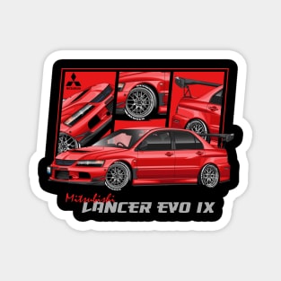 Mitsubishi Lancer evolution evo 9 Red, JDM Magnet