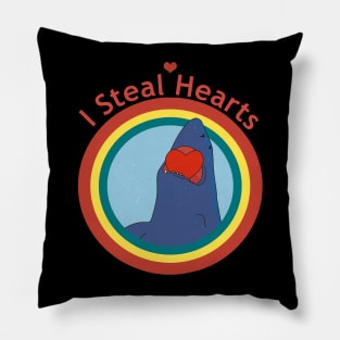 I Steal Hearts funny shark vintage Valentine's Day Pillow