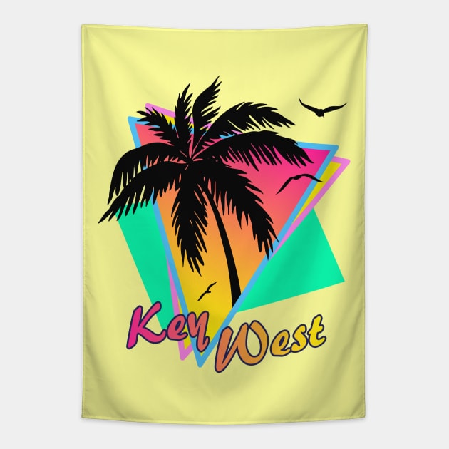 Key West Cool 80s Sunset Tapestry by Nerd_art