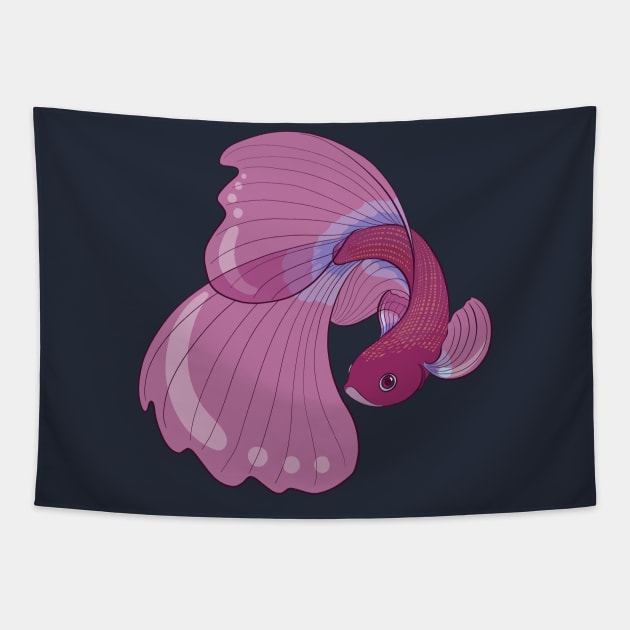 Purple Haze Betta Fish Tapestry by Inklings of Grace