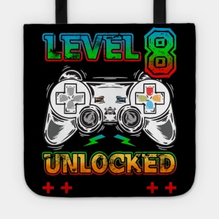 Level 8 Unlocked Birthday tee 8th Birthday Boy Gamer top 8 years Old Gamer tee Svg, Funny Kids Gamer gift Tote