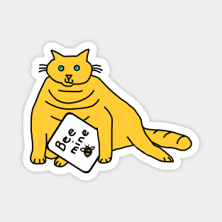 Yellow Cat says Bee Mine on Valentines Day Magnet