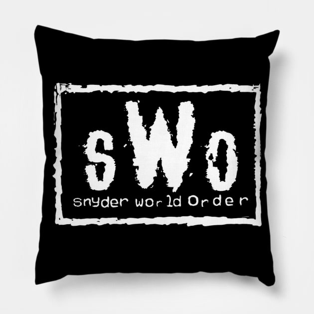 Snyder World Order (sWo - White Logo) Pillow by Fozzitude