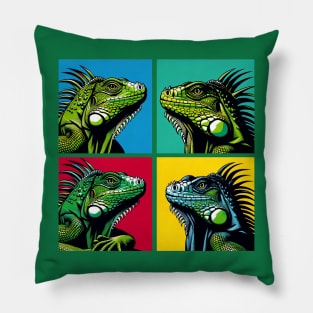 Green Iguana Pop Art - Exotic Reptile Pillow