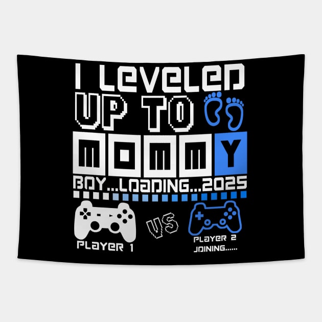 I Leveled Up To Mommy. Boy Loading 2025. Soon To Be Mom. Baby boy Tapestry by ShopiLike