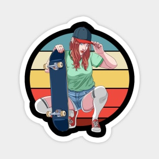 Skater Girl Skateboarding Skateboard Sk8er Woman Magnet