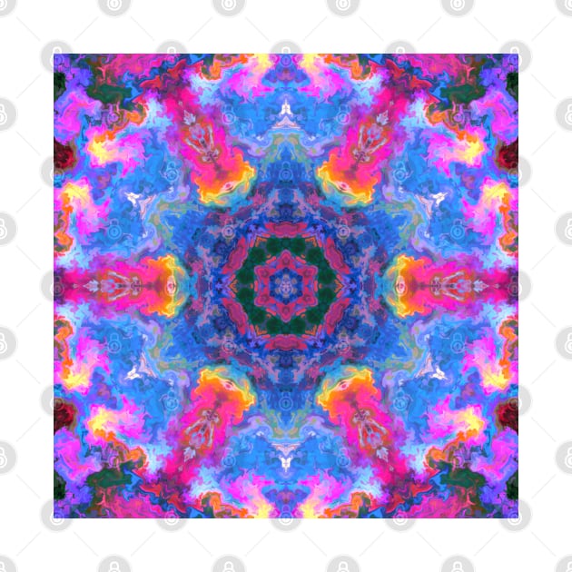 Psychedelic Hippie Blue Pink and Yellow by WormholeOrbital