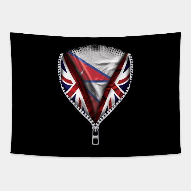 Nepalese Flag  Nepal Flag zipped British Flag - Gift for Nepalese From Nepal Tapestry by Country Flags