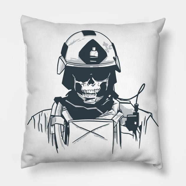 Special Army Skull Face Military Veteran Soldier Pillow by Kribis