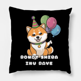 Rowdy Shiba Inu Rave Party Pillow