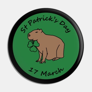 Capybara and Shamrock St Patricks Day Pin