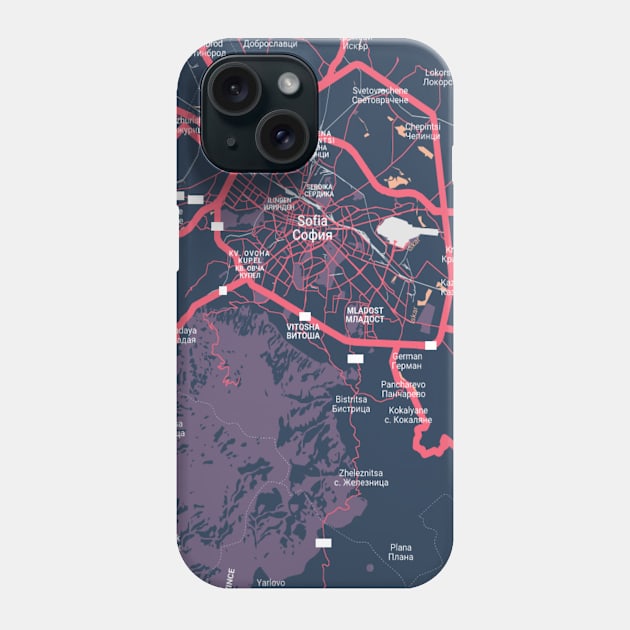 Sofia colour map Phone Case by Mapmania