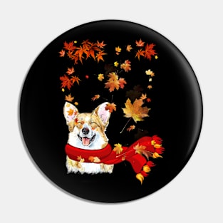 Maple Leaf Corgi Fall Hello Autumn Gift Pin