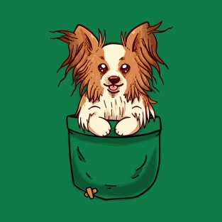 Pocket Cute Papillon puppy T-Shirt