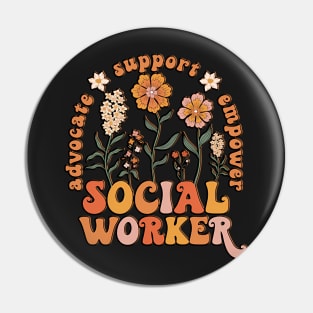 Floral Social Worker Funny Social Worker Day Pin