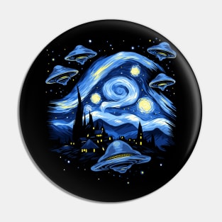 Starry Night UFO Alien Gifts Men Women Kids Funny Alien Pin