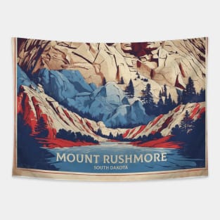 Mount Rushmore South Dakota United States of America Tourism Vintage Poster Tapestry