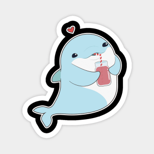 Dolphin with Drink & Heart Magnet