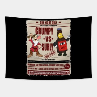 Boxing match: Grumpy vs surly cartoon design Tapestry