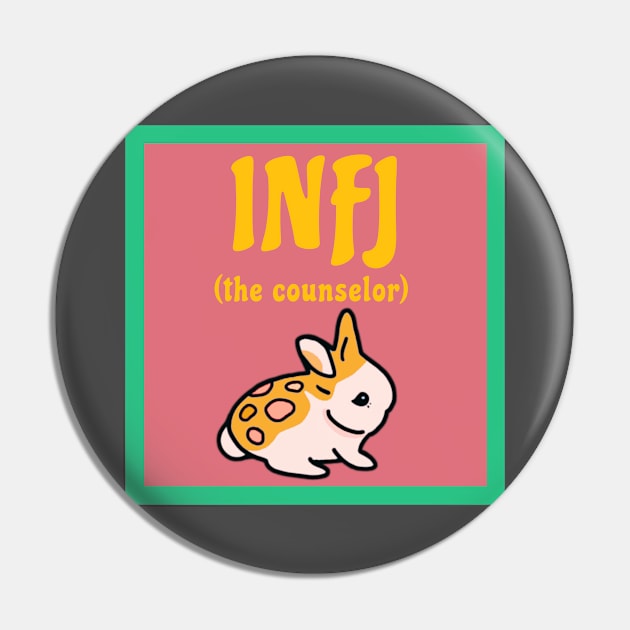 INFJ Personality Type Cute Bunny Rabbit (The Counselor) Advocates Mental Health Awareness Pin by wigobun