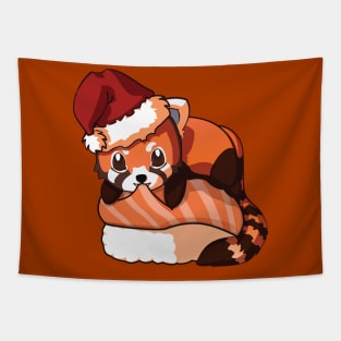 Red Panda Salmon Sushi Christmas Tapestry